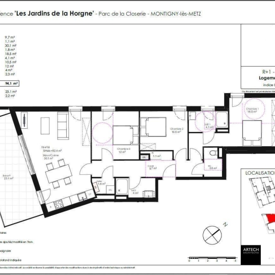  Annonces METZ : Appartement | MONTIGNY-LES-METZ (57950) | 94 m2 | 388 000 € 